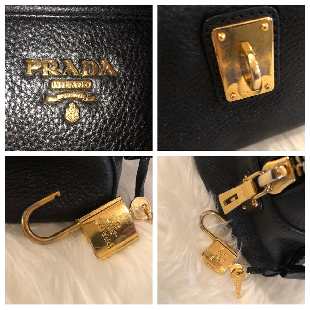 PRADA Blk Leather Bauletto Bag Pre-Loved Gorgeous - Picture 7 of 8